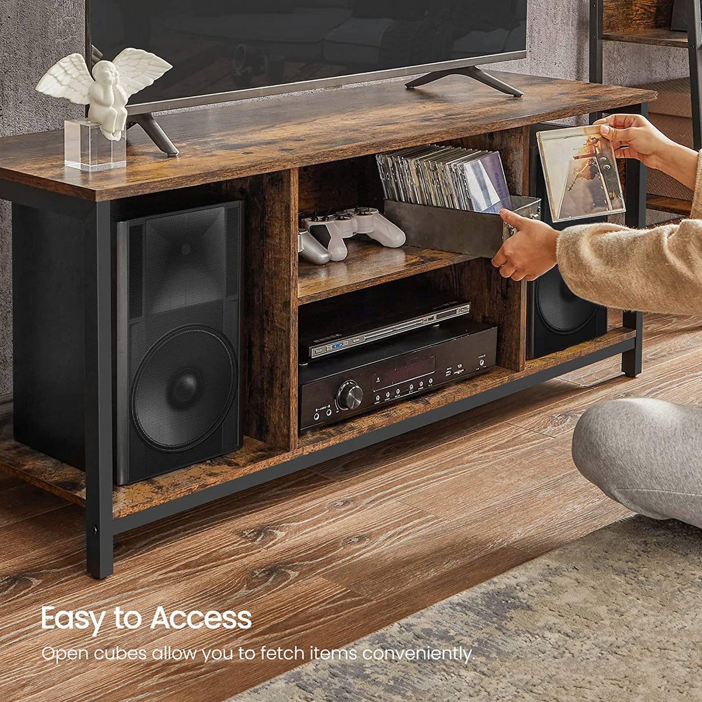 Industrial Brown TV Stand with Shelving FredCo