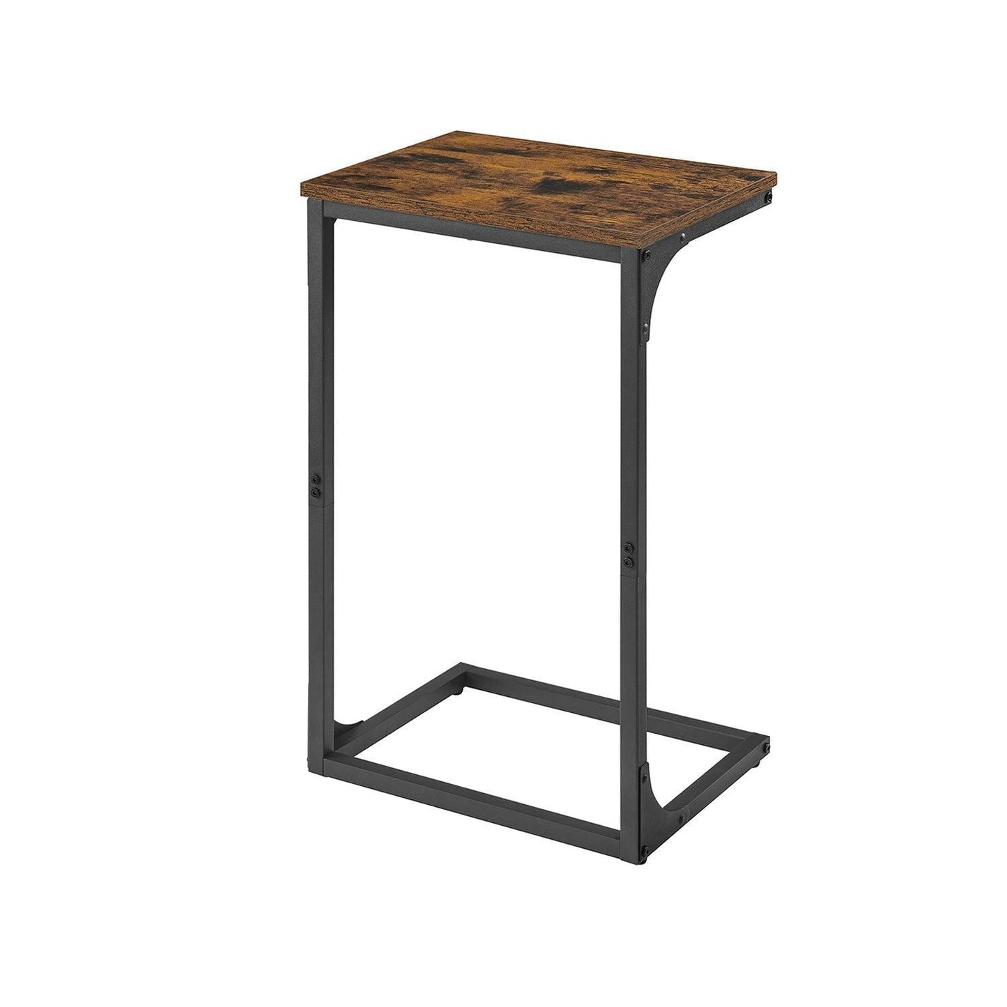 Industrial C-Shaped Side Table, Brown and Black, FredCo
