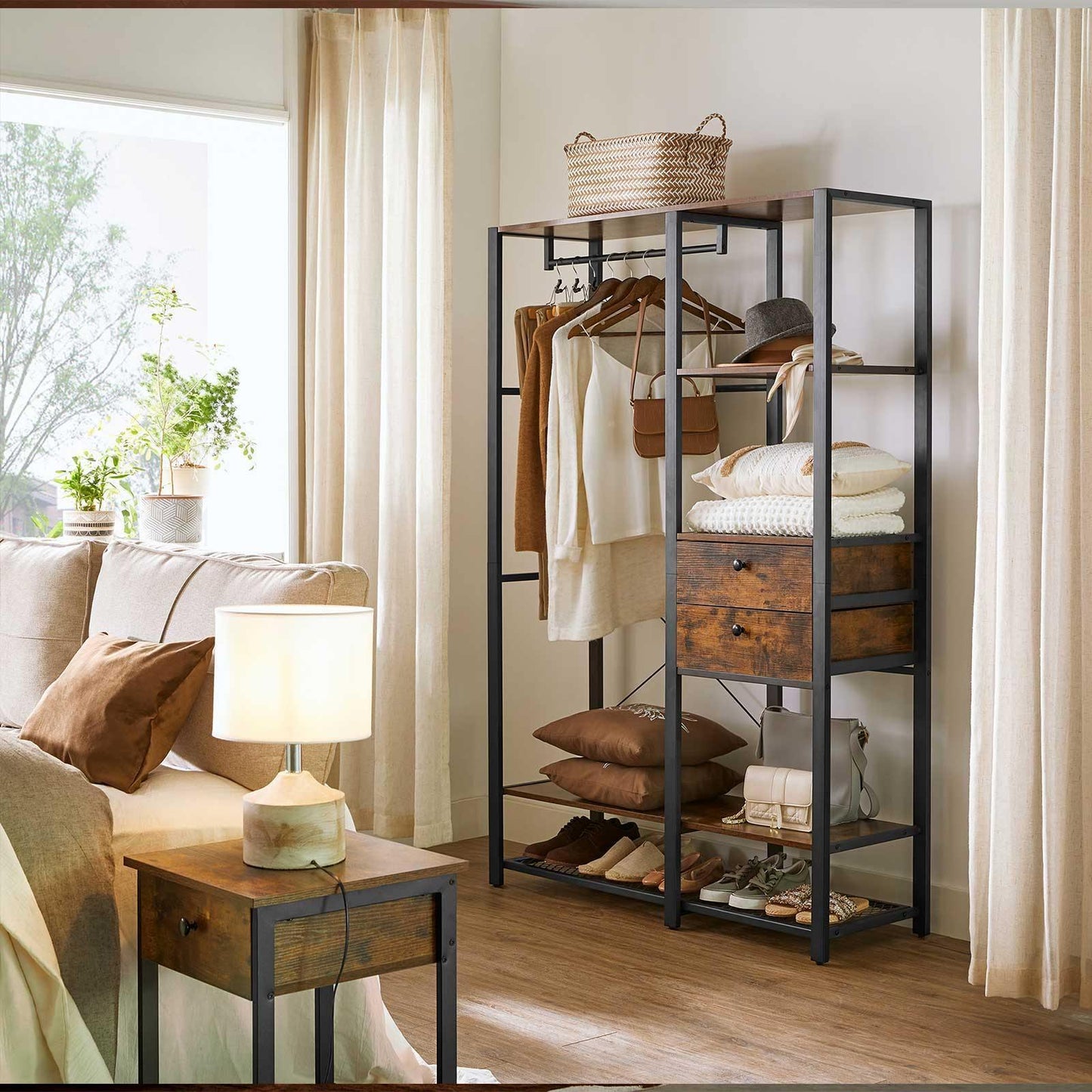 Industrial Closet Organizer with Drawers & Shelf FredCo