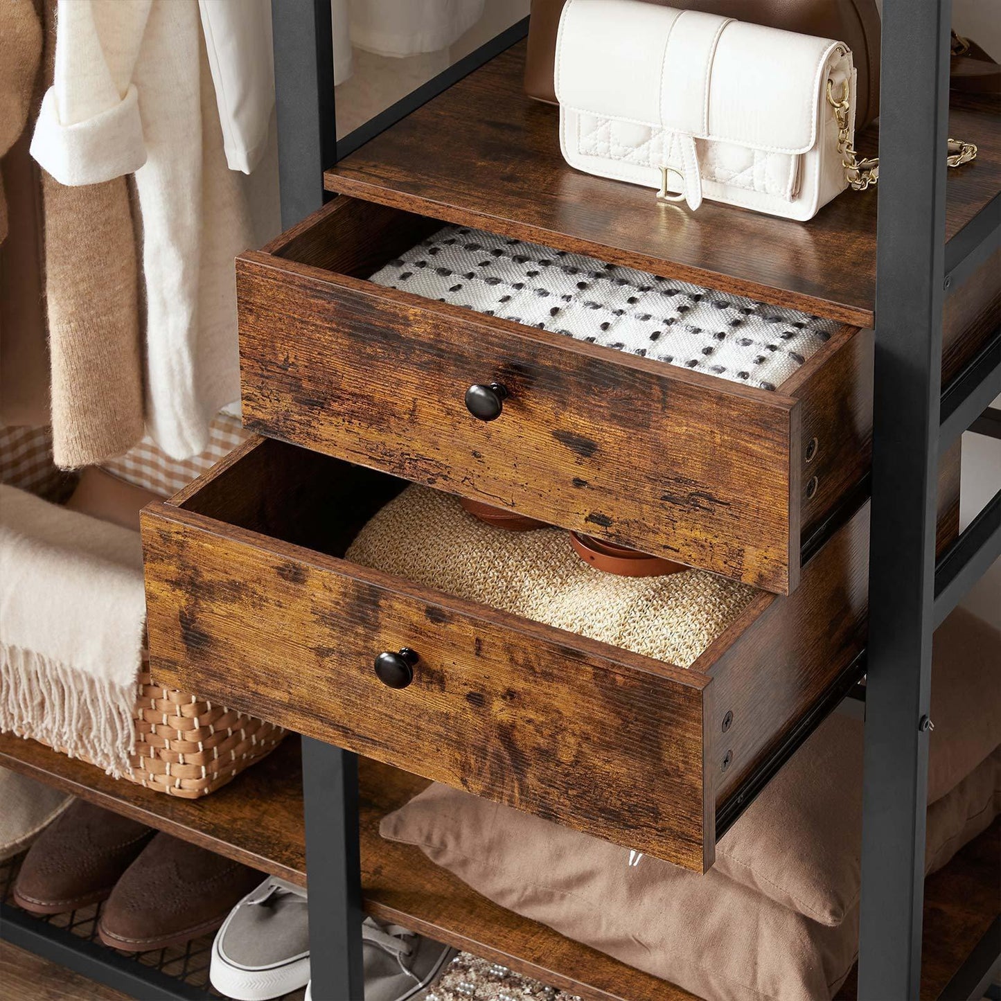 Industrial Closet Organizer with Drawers & Shelf FredCo
