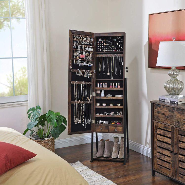 Industrial Mirror Jewelry Cabinet Armoire FredCo