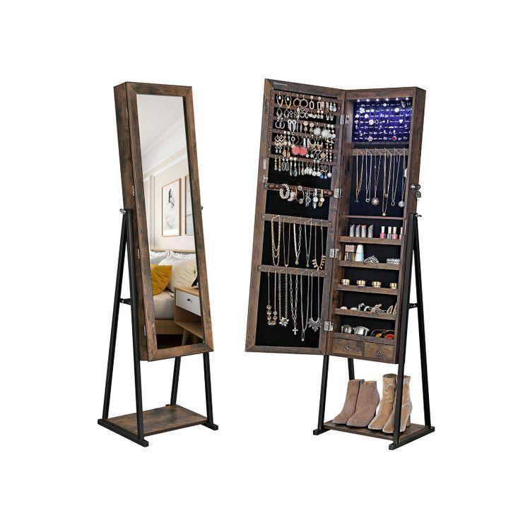 Industrial Mirror Jewelry Cabinet Armoire FredCo