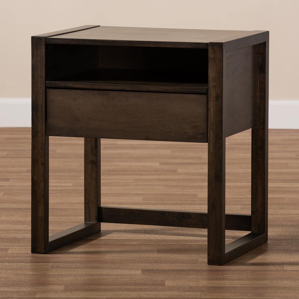 Inicio Modern and Contemporary Ash Brown Finished 1-Drawer Wood Nightstand FredCo
