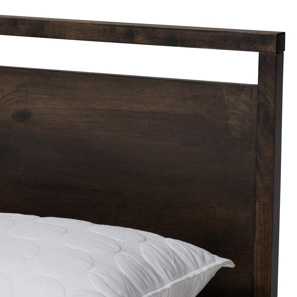 Inicio Modern and Contemporary Charcoal Brown Finished Wood Queen Size Platform Bed FredCo