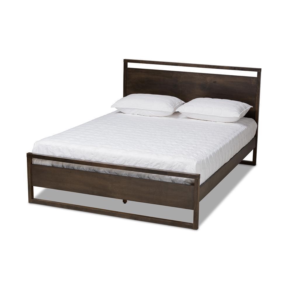Inicio Modern and Contemporary Charcoal Brown Finished Wood Queen Size Platform Bed FredCo