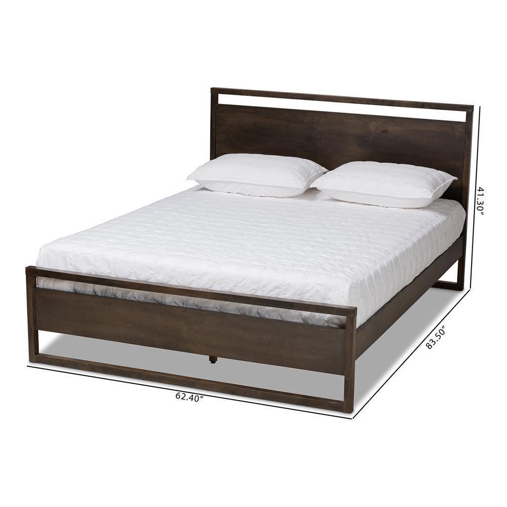 Inicio Modern and Contemporary Charcoal Brown Finished Wood Queen Size Platform Bed FredCo
