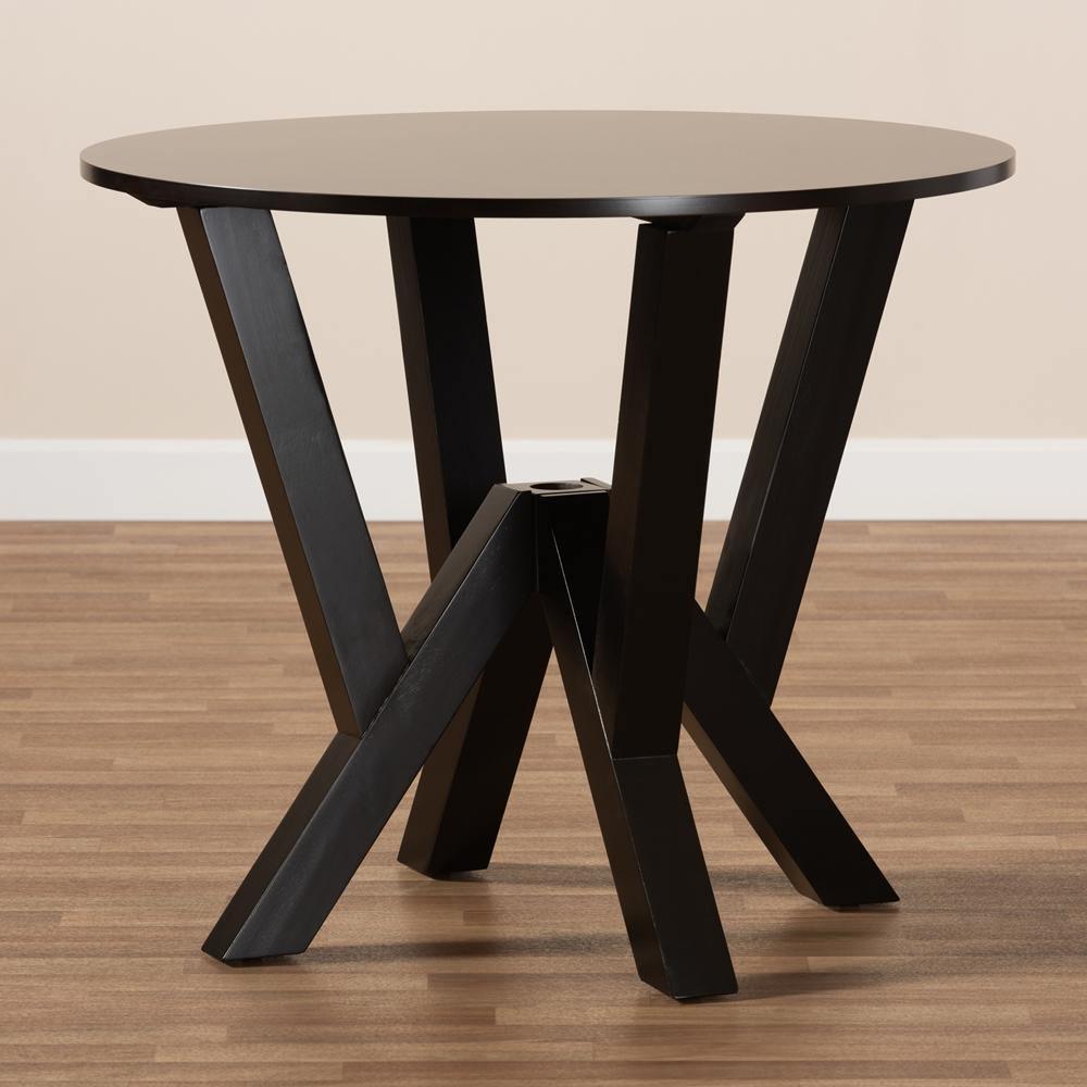 Irene Modern and Contemporary Dark Brown Finished 35-Inch-Wide Round Wood Dining Table FredCo
