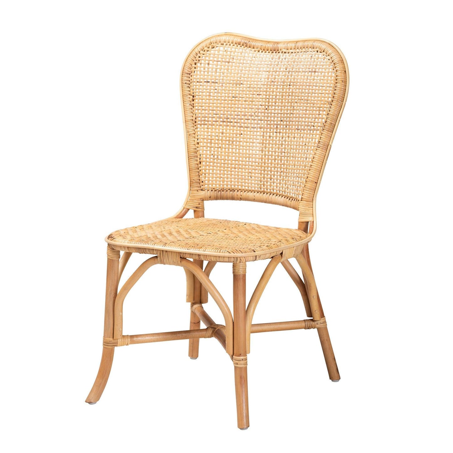 Irene Modern Bohemian Natural Rattan Dining Chair FredCo