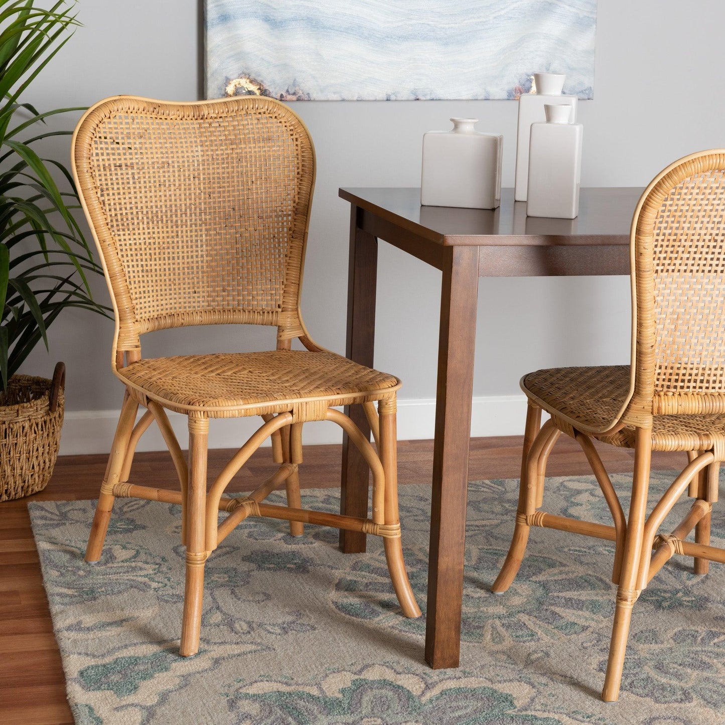 Irene Modern Bohemian Natural Rattan Dining Chair FredCo