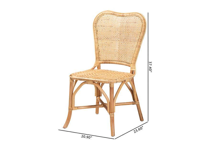Irene Modern Bohemian Natural Rattan Dining Chair FredCo