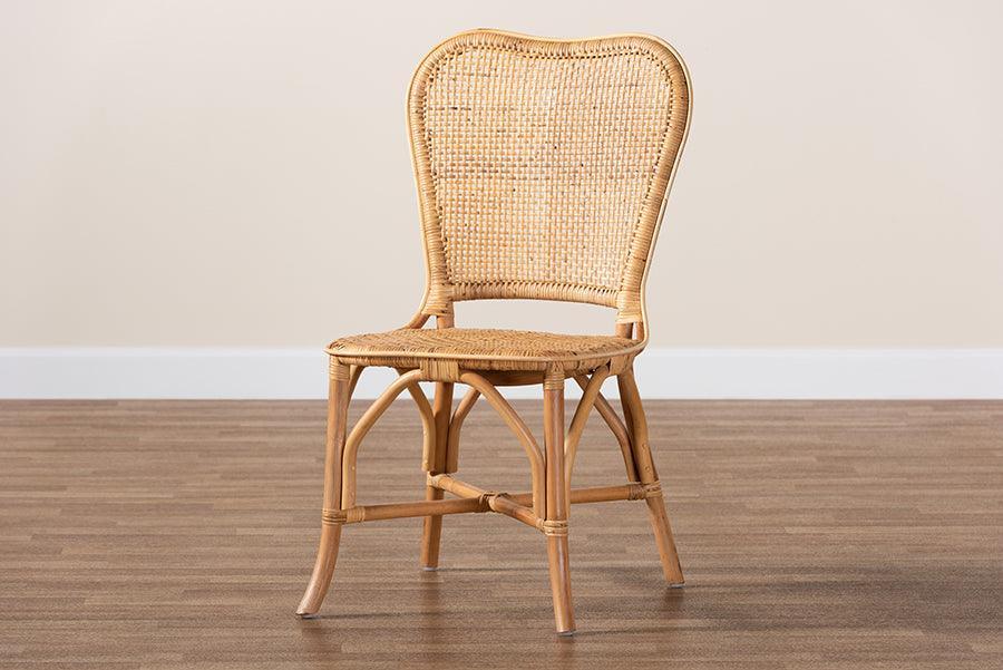 Irene Modern Bohemian Natural Rattan Dining Chair FredCo