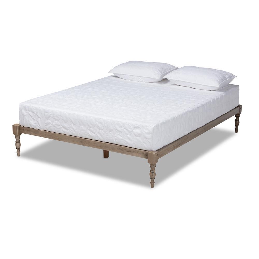 Iseline Modern and Contemporary Antique Grey Finished Wood Queen Size Platform Bed Frame FredCo