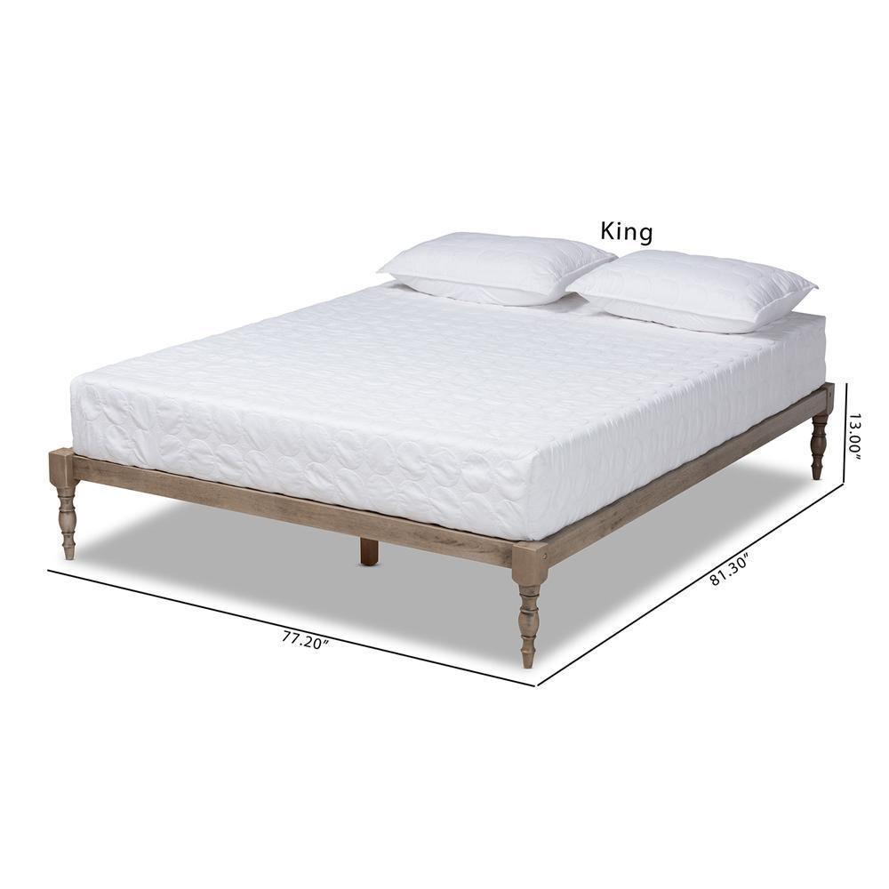 Iseline Modern and Contemporary Antique Grey Finished Wood Queen Size Platform Bed Frame FredCo