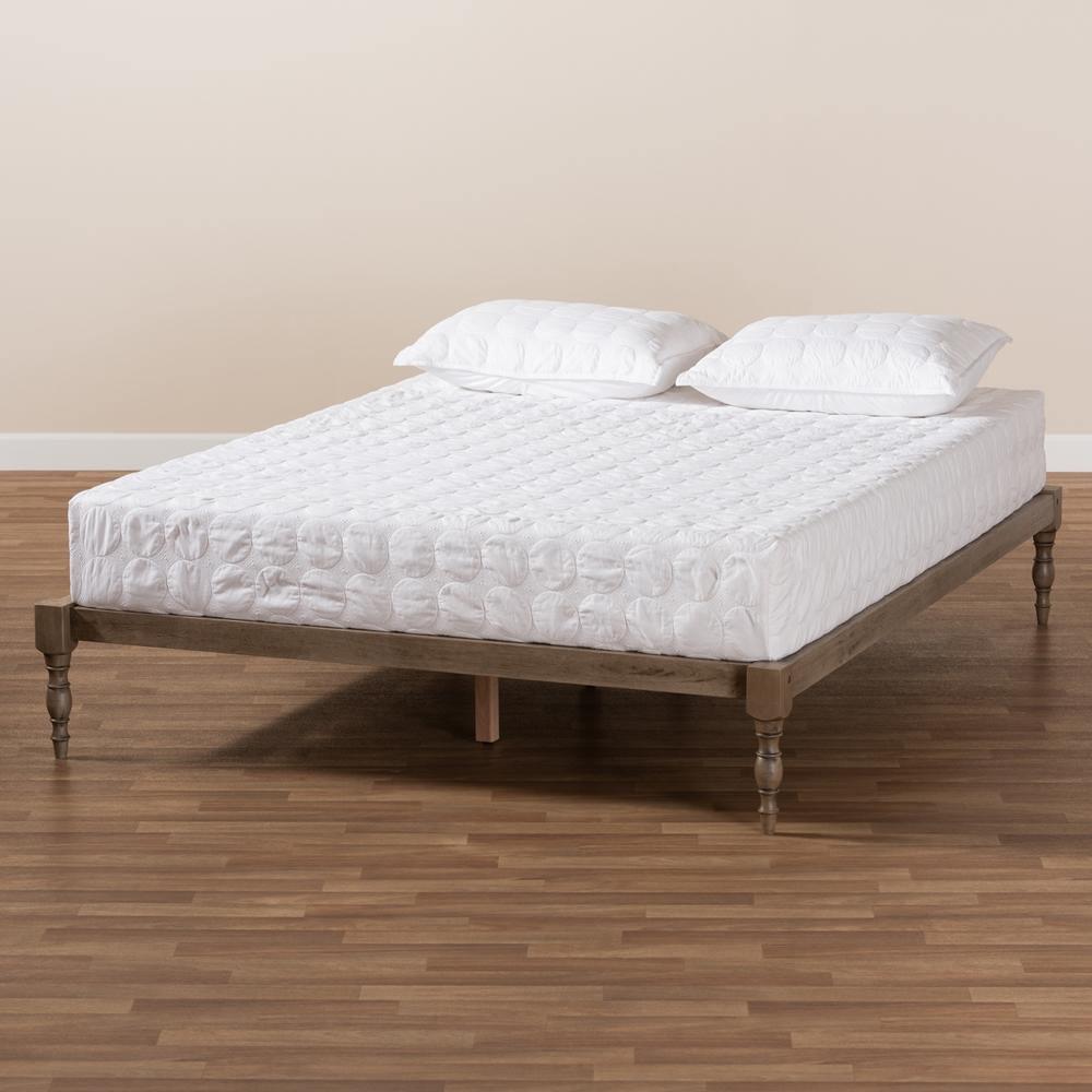 Iseline Modern and Contemporary Antique Grey Finished Wood Queen Size Platform Bed Frame FredCo