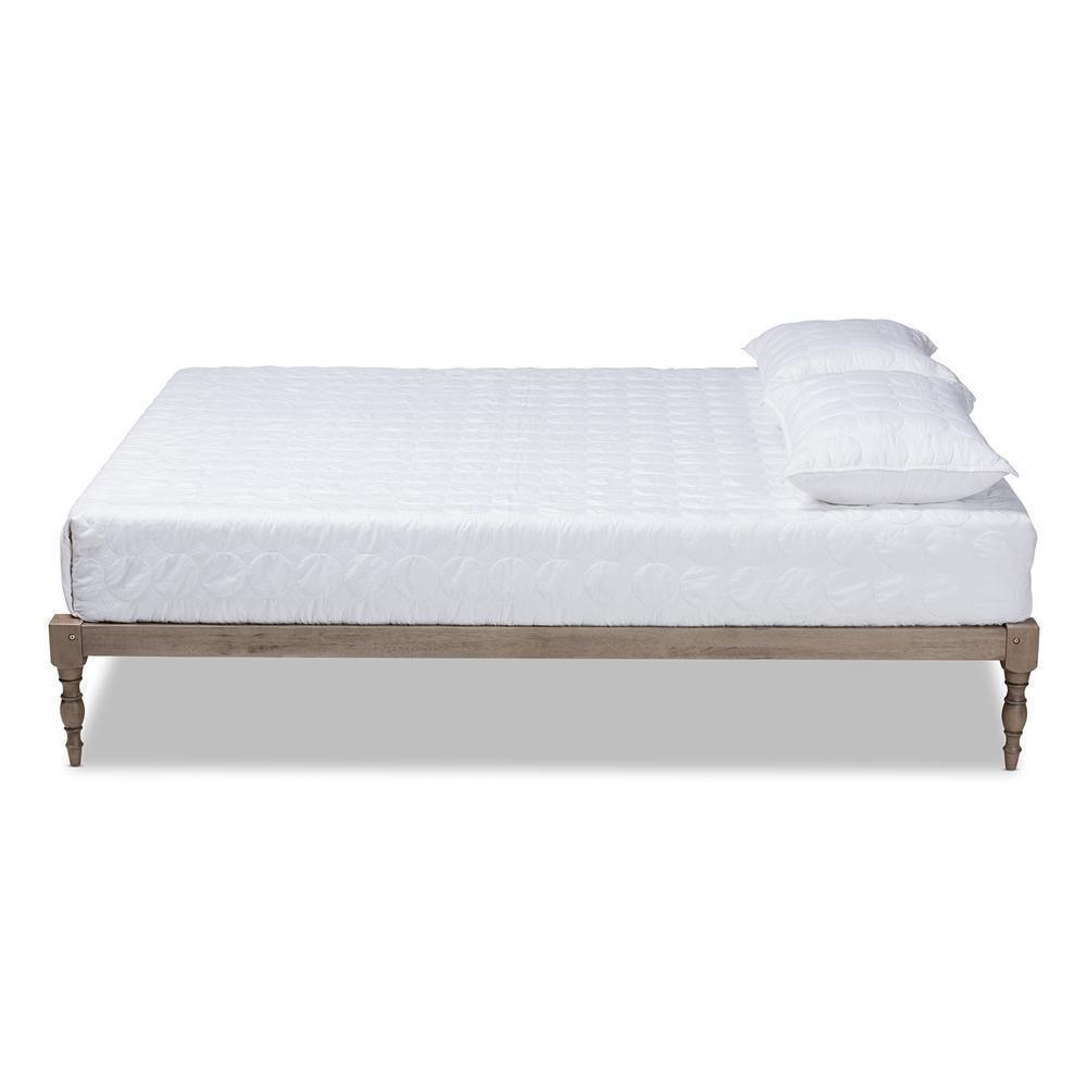 Iseline Modern and Contemporary Antique Grey Finished Wood Queen Size Platform Bed Frame FredCo