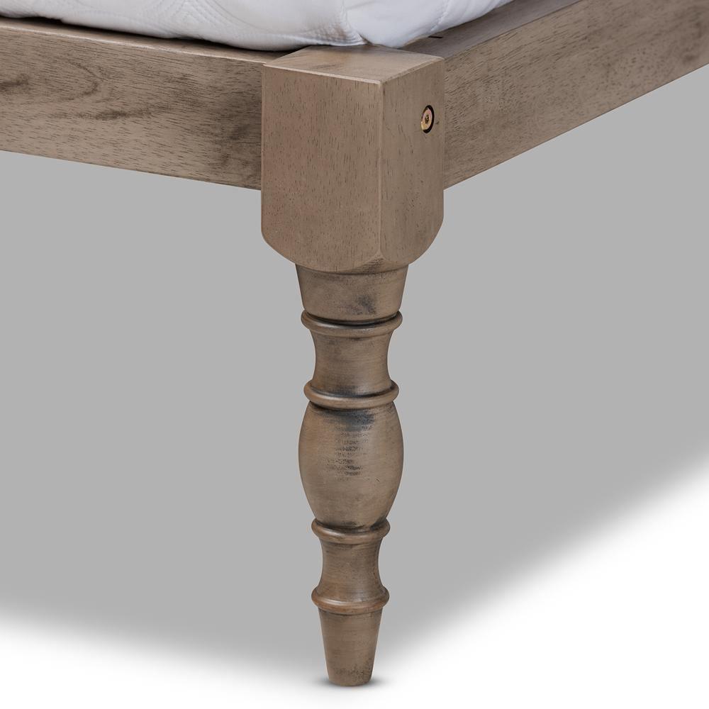 Iseline Modern and Contemporary Antique Grey Finished Wood Queen Size Platform Bed Frame FredCo