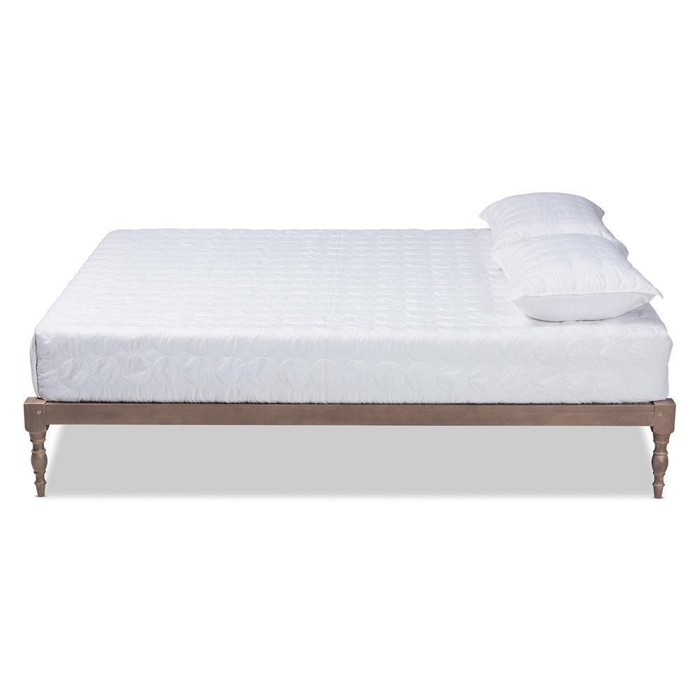 Iseline Modern and Contemporary Antique Oak Finished Wood Queen Size Platform Bed Frame FredCo