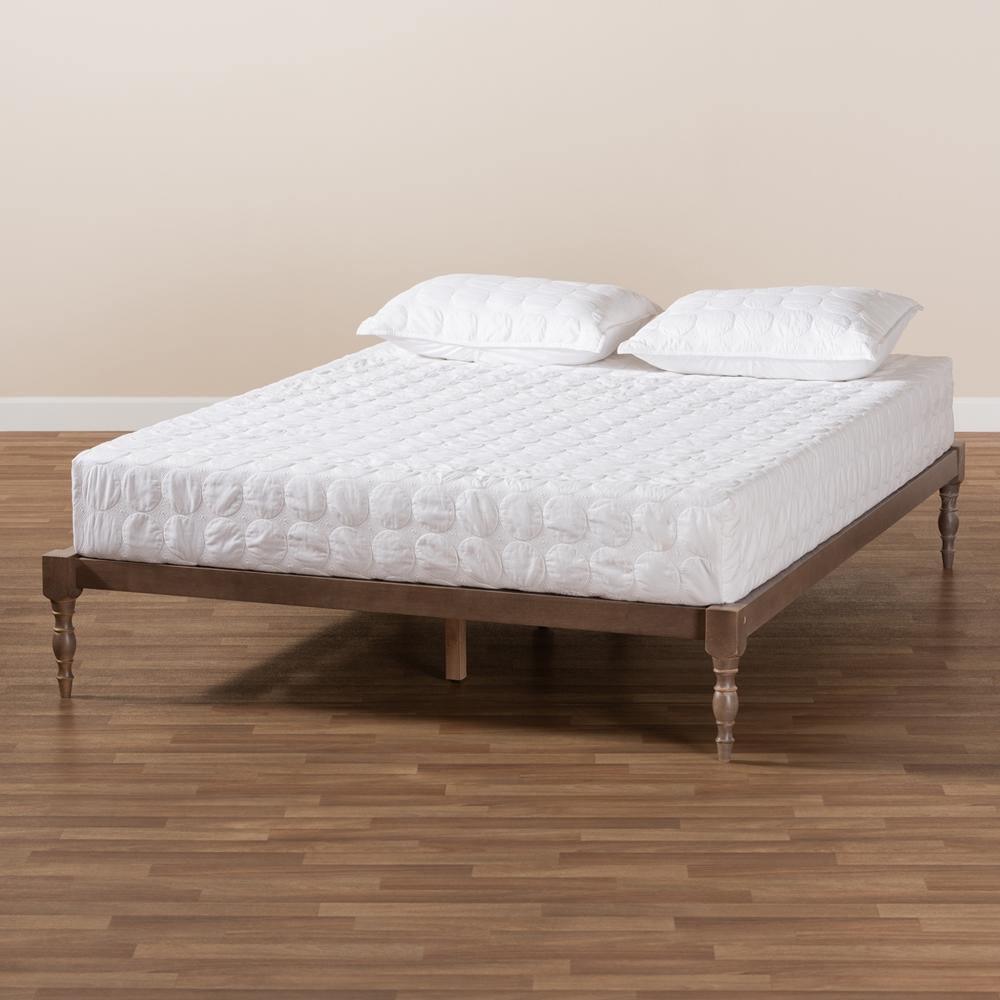 Iseline Modern and Contemporary Antique Oak Finished Wood Queen Size Platform Bed Frame FredCo