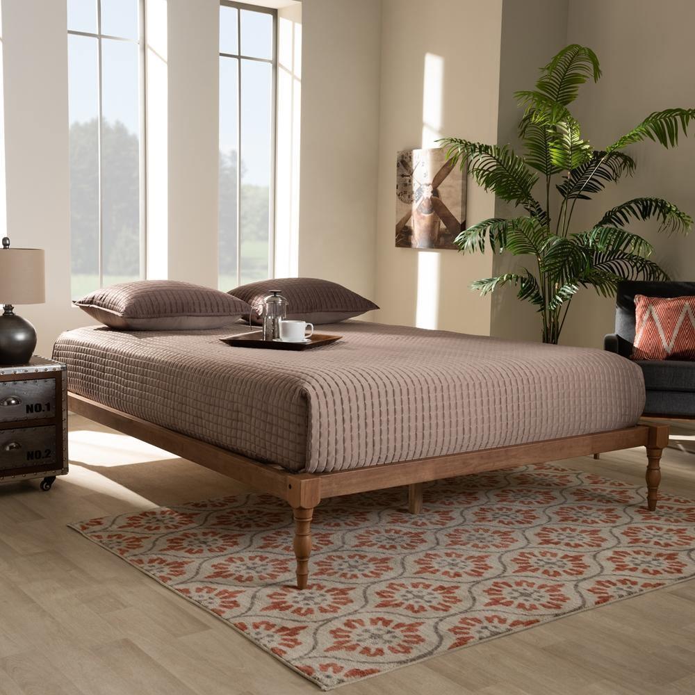 Iseline Modern and Contemporary Walnut Brown Finished Wood Full Size Platform Bed Frame FredCo