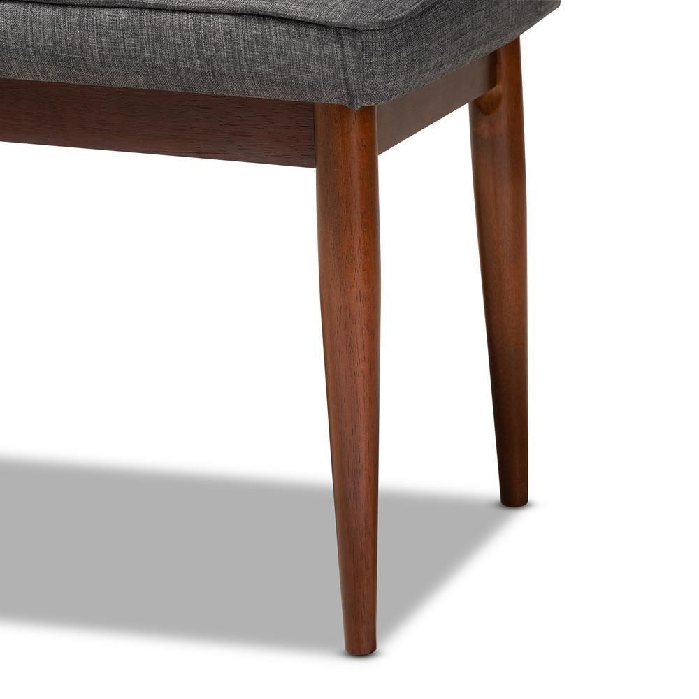 Itami Mid-Century Modern Dark Grey Fabric Upholstered Medium Oak Finished Wood Dining Bench FredCo