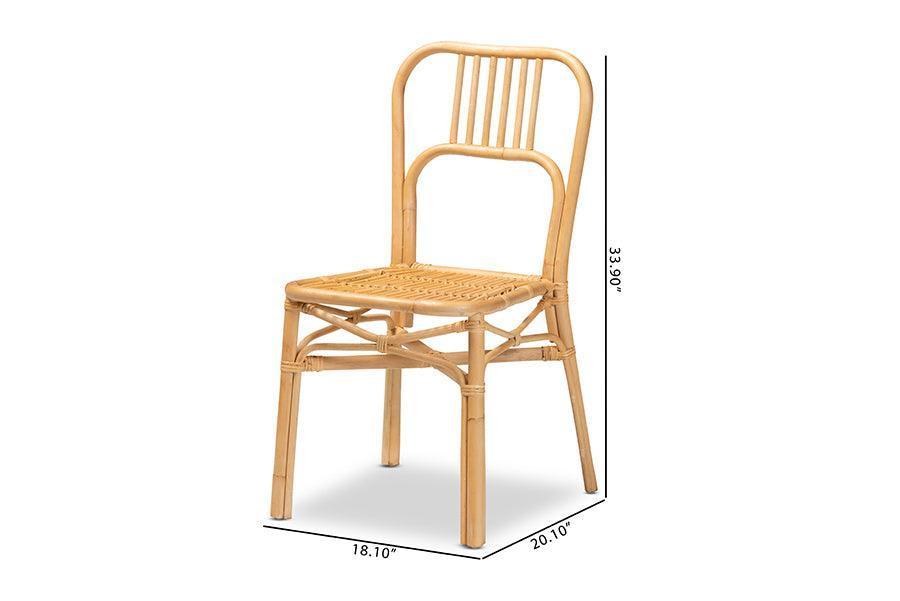 Ivora Modern Bohemian Natural Brown Rattan 2-Piece Dining Chair Set FredCo