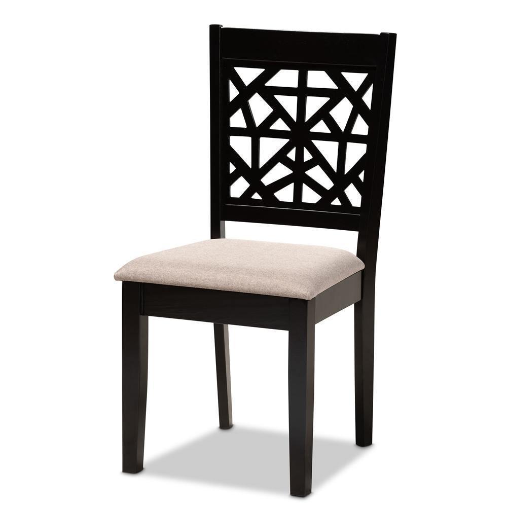 Jackson Modern and Contemporary Sand Fabric Upholstered and Espresso Brown Finished Wood 4-Piece Dining Chair Set FredCo