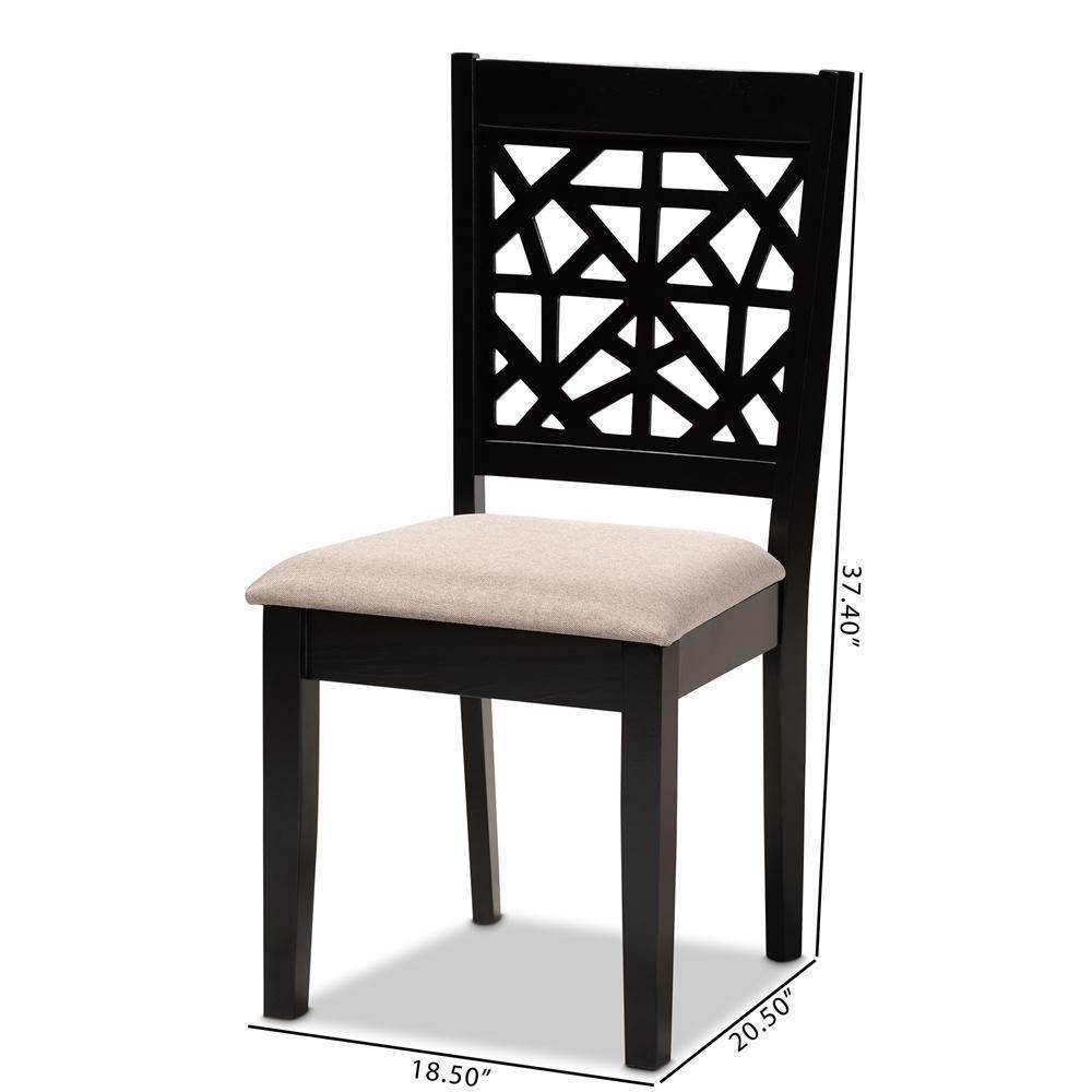 Jackson Modern and Contemporary Sand Fabric Upholstered and Espresso Brown Finished Wood 4-Piece Dining Chair Set FredCo