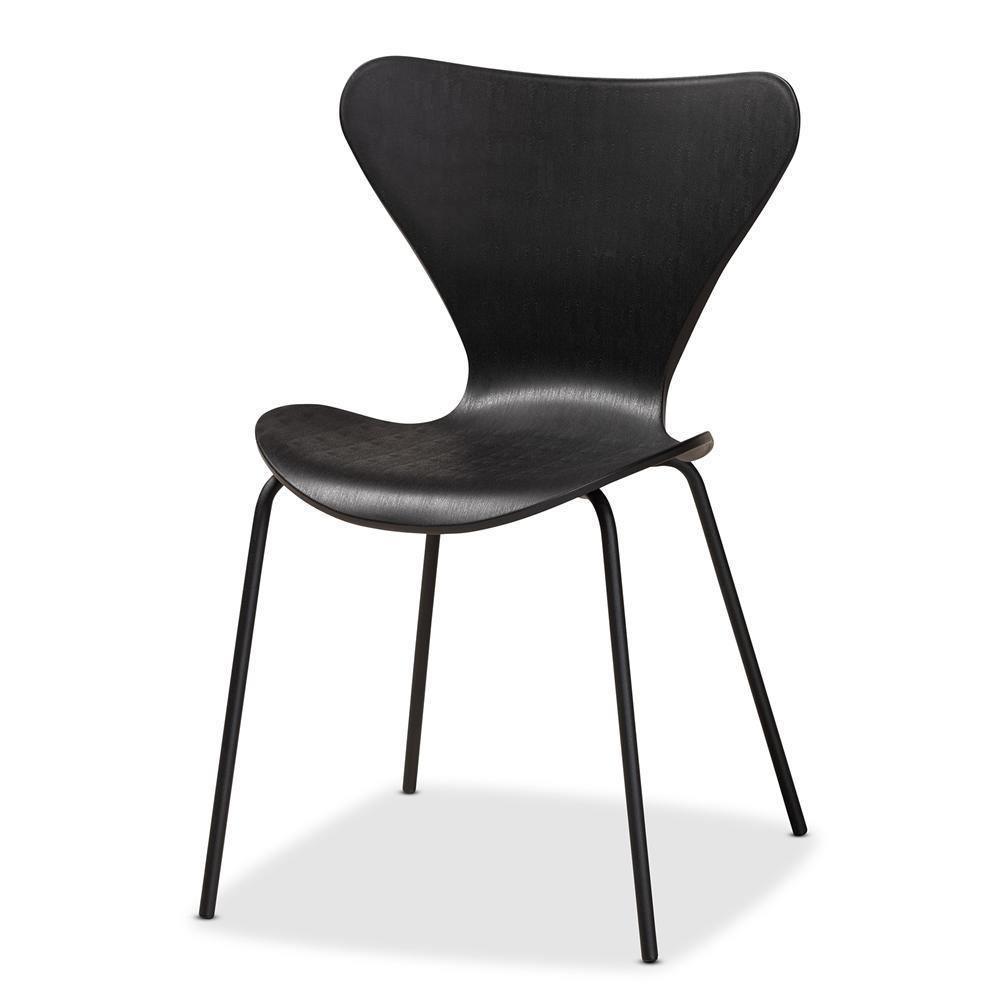 Jaden Modern and Contemporary Black Plastic and Black Metal 4-Piece Dining Chair Set FredCo