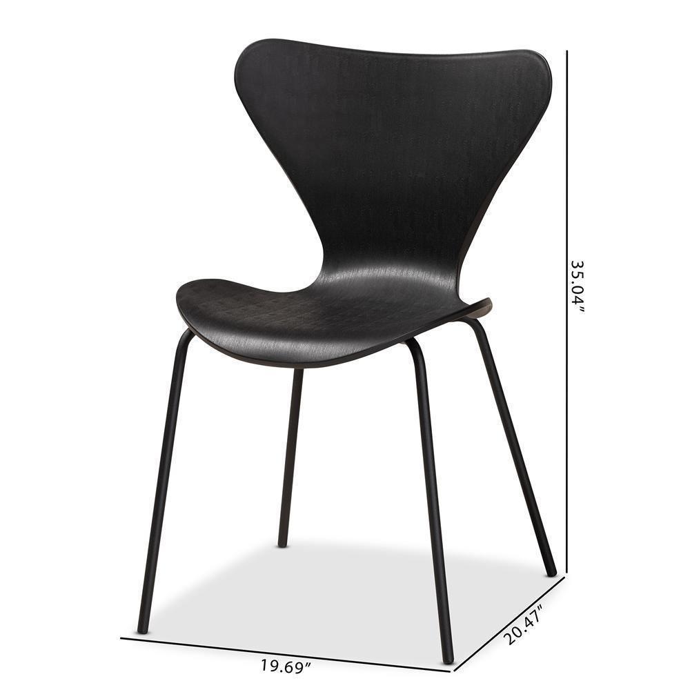 Jaden Modern and Contemporary Black Plastic and Black Metal 4-Piece Dining Chair Set FredCo