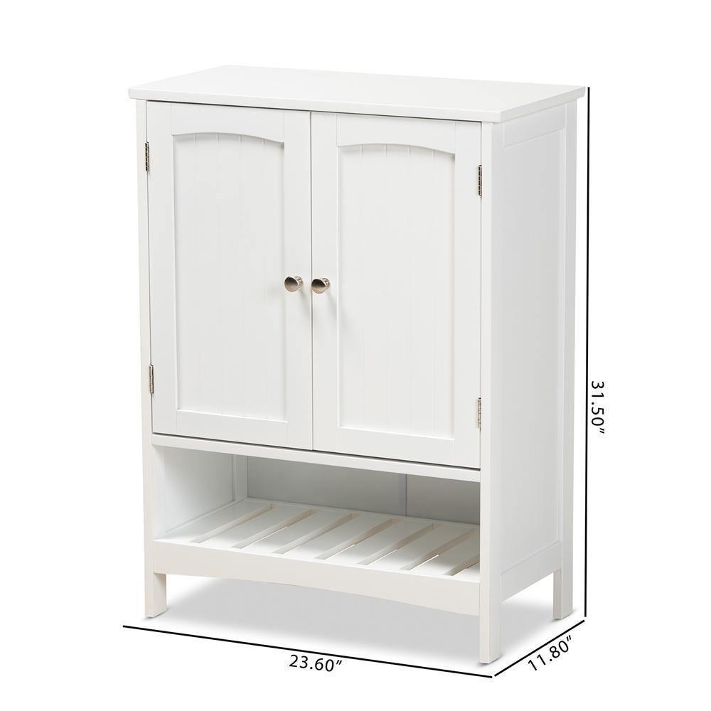 Jaela Modern and Contemporary White Finished Wood 2-Door Bathroom Storage Cabinet FredCo