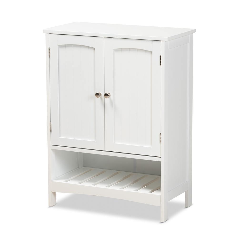 Jaela Modern and Contemporary White Finished Wood 2-Door Bathroom Storage Cabinet FredCo