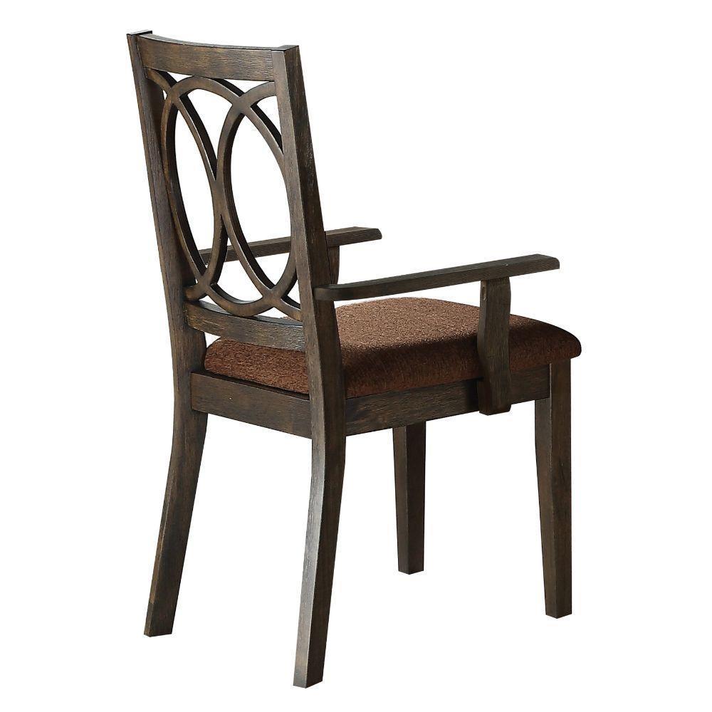 Jameson Arm Chair (Set-2) Brown Fabric & Espresso FredCo