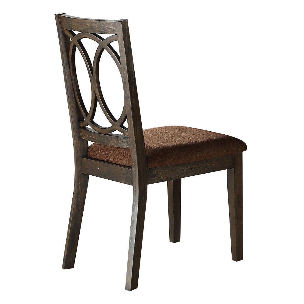 Jameson Side Chair (Set-2) Brown Fabric & Espresso FredCo