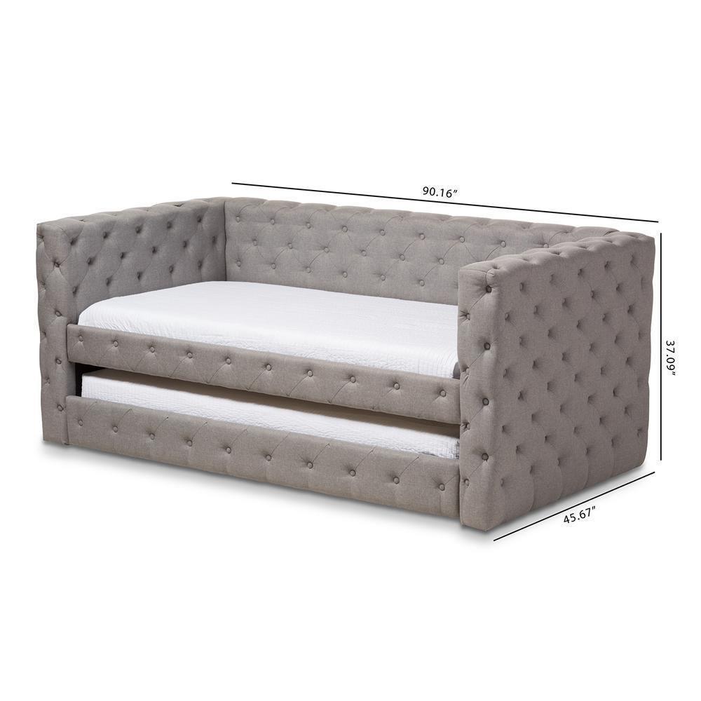 Janie Classic And Contemporary Grey Fabric Upholstered Daybed With Trundle FredCo