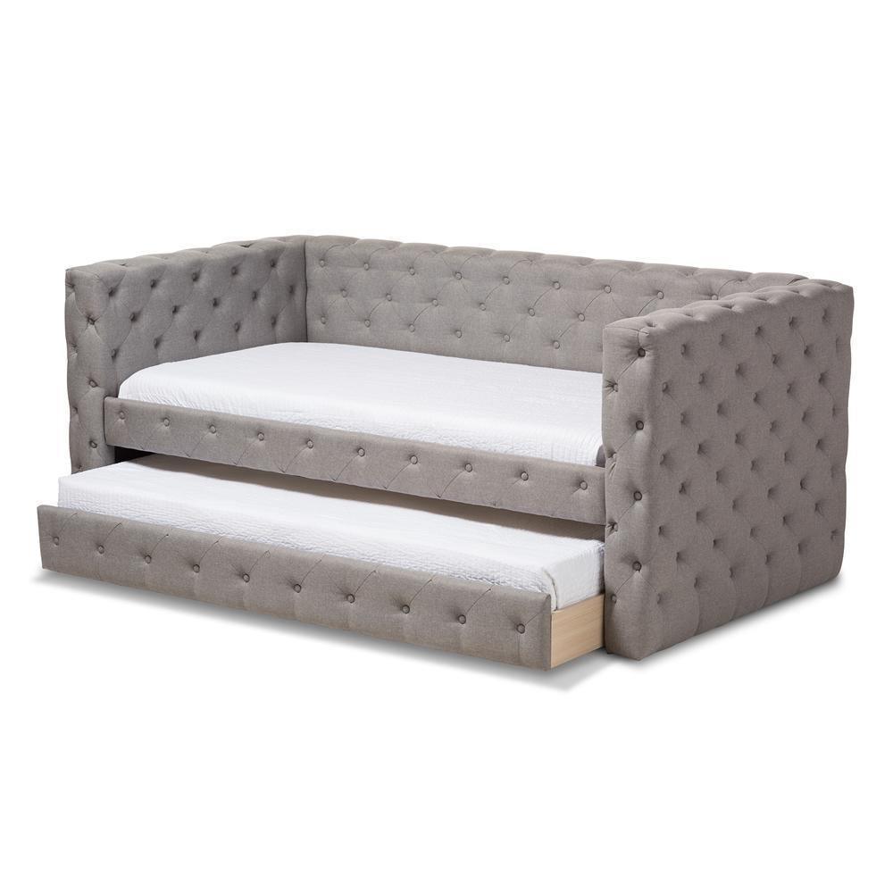 Janie Classic And Contemporary Grey Fabric Upholstered Daybed With Trundle FredCo