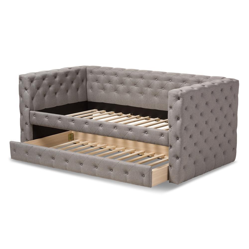 Janie Classic And Contemporary Grey Fabric Upholstered Daybed With Trundle FredCo