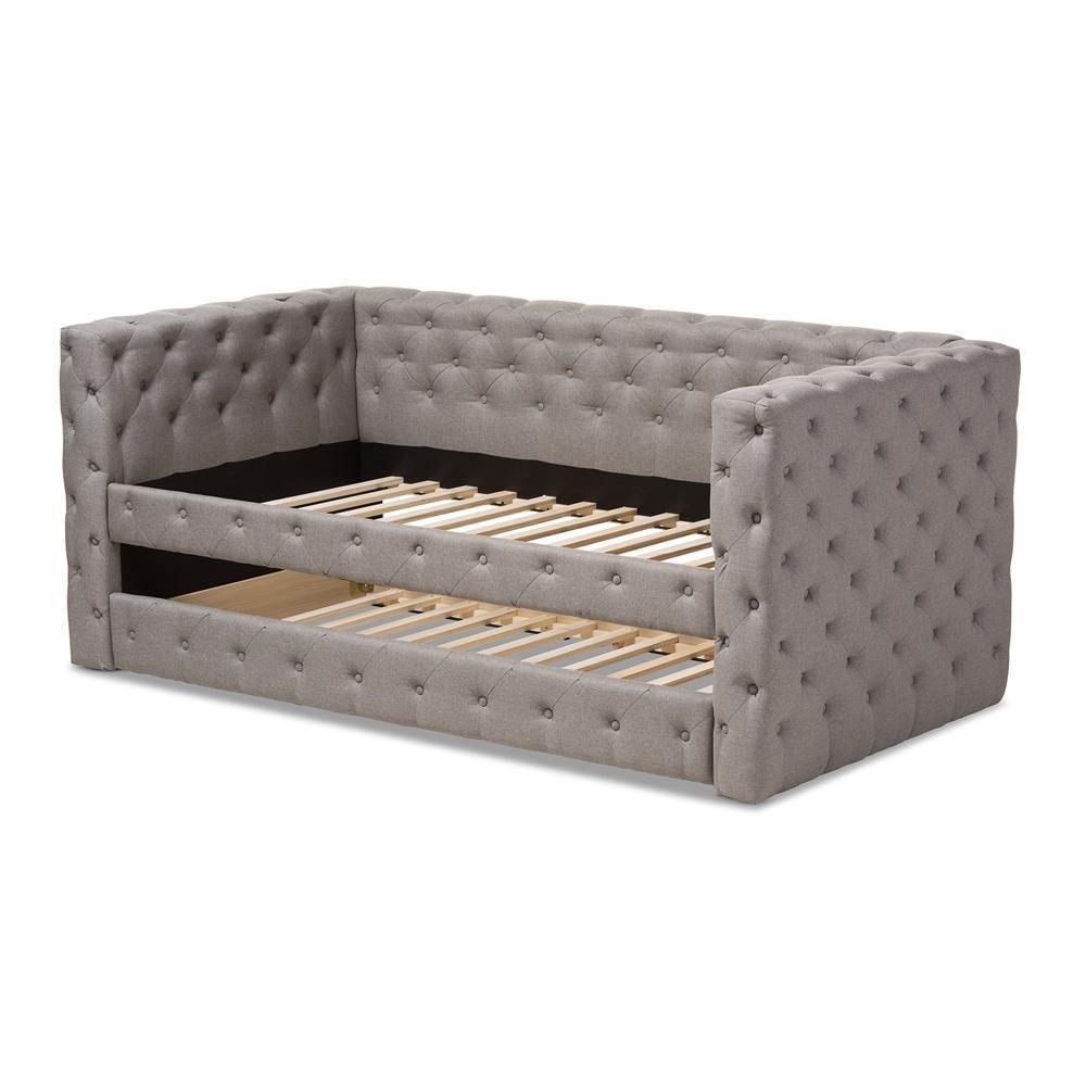 Janie Classic And Contemporary Grey Fabric Upholstered Daybed With Trundle FredCo