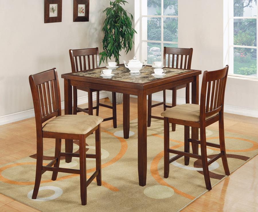 Jardin 5-piece Counter Height Dining Set Red Brown and Tan 150154 Coaster FredCo