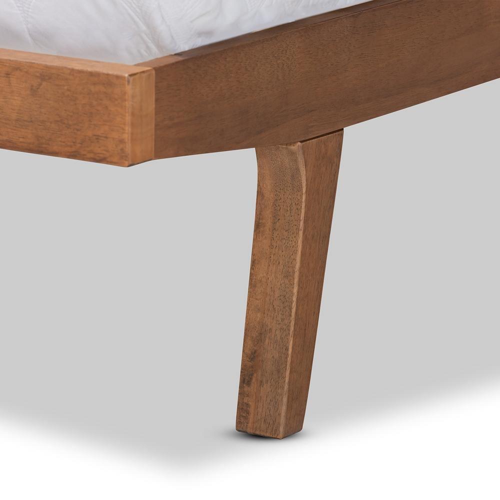 Jarlan Modern and Contemporary Transitional Charcoal Fabric Upholstered and Walnut Brown Finished Wood Full Size Platform Bed FredCo