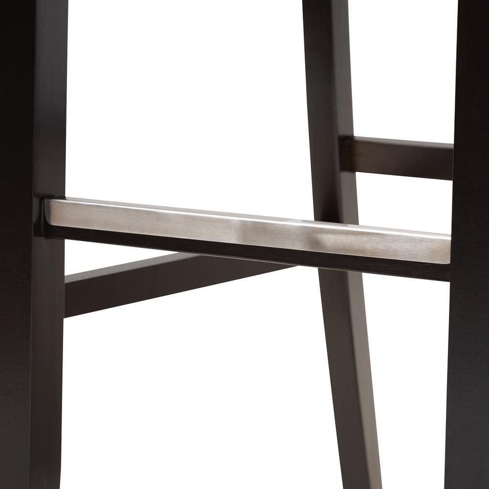 Jason Modern and Contemporary Sand Fabric Upholstered and Espresso Brown Finished Wood 2-Piece Bar Stool Set FredCo