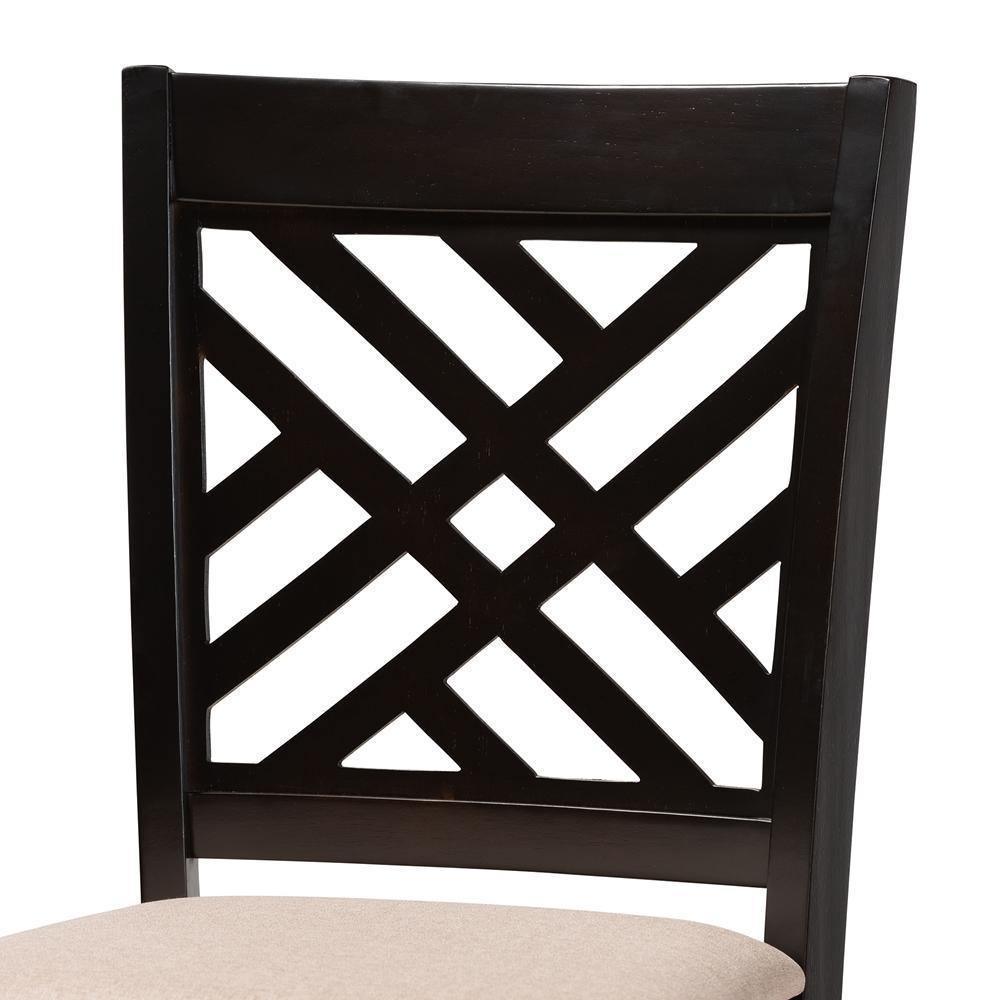 Jason Modern and Contemporary Sand Fabric Upholstered and Espresso Brown Finished Wood 2-Piece Bar Stool Set FredCo