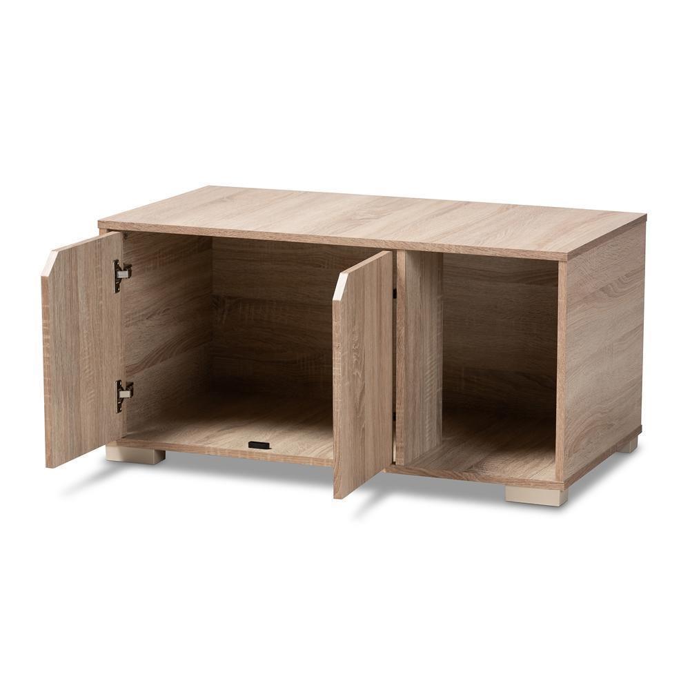 Jasper Modern and Contemporary Oak Finished 2-Door Wood Cat Litter Box Cover House FredCo
