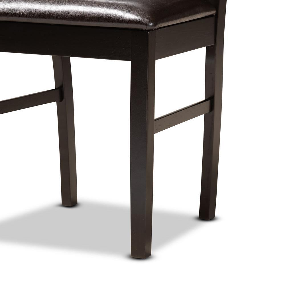 Jeane Modern and Contemporary Dark Brown Faux Leather Upholstered and Dark Brown Finished Wood 5-Piece Dining Set FredCo