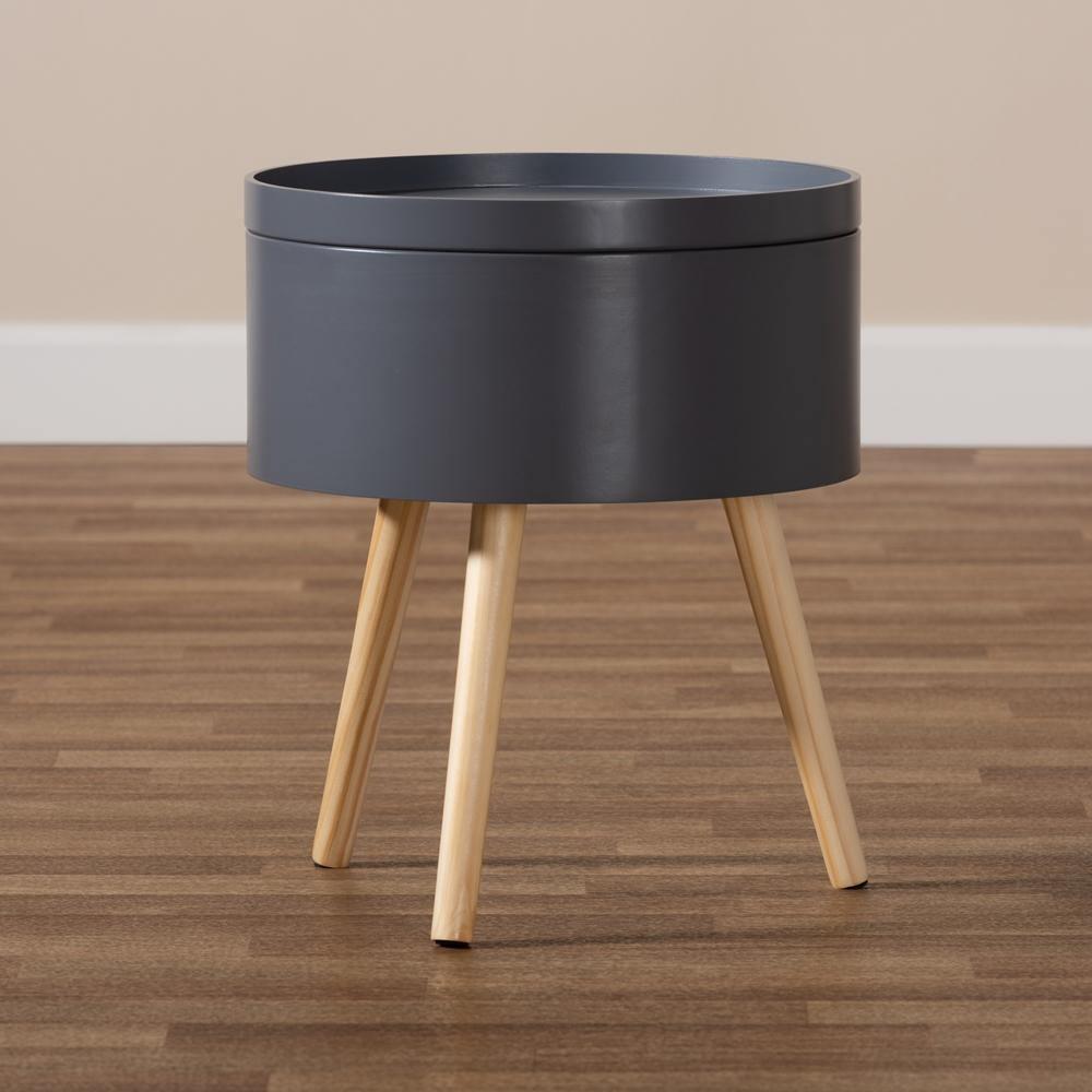 Jessen Mid-Century Modern Gray Wood Nightstand with Removable Top FredCo