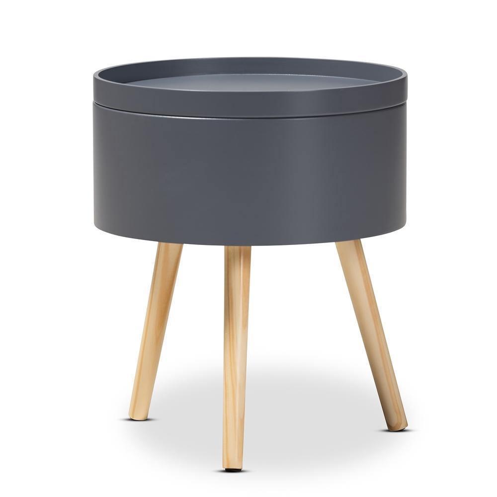 Jessen Mid-Century Modern Gray Wood Nightstand with Removable Top FredCo
