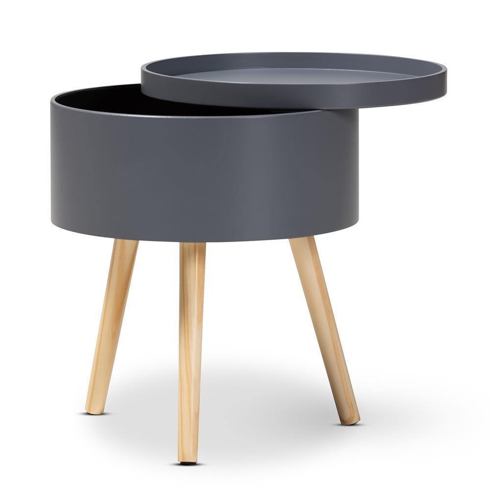 Jessen Mid-Century Modern Gray Wood Nightstand with Removable Top FredCo