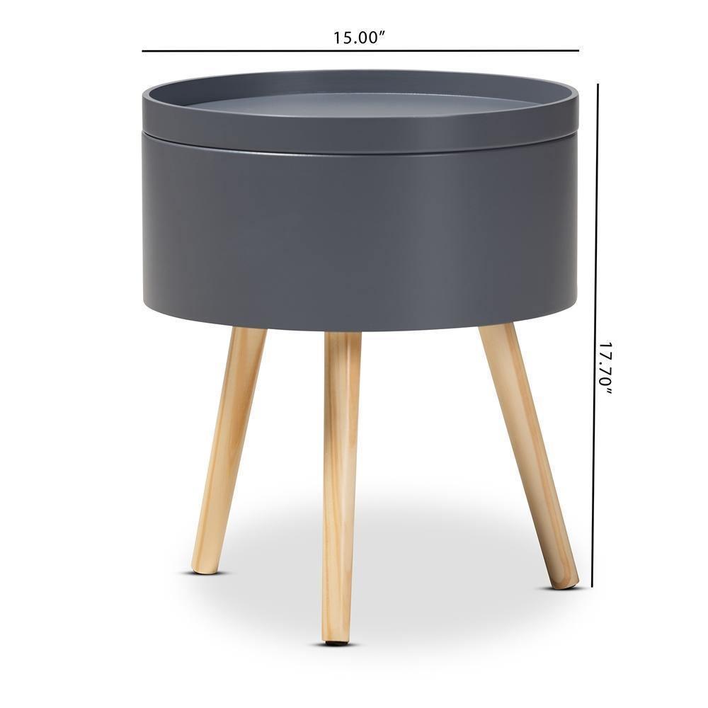 Jessen Mid-Century Modern Gray Wood Nightstand with Removable Top FredCo