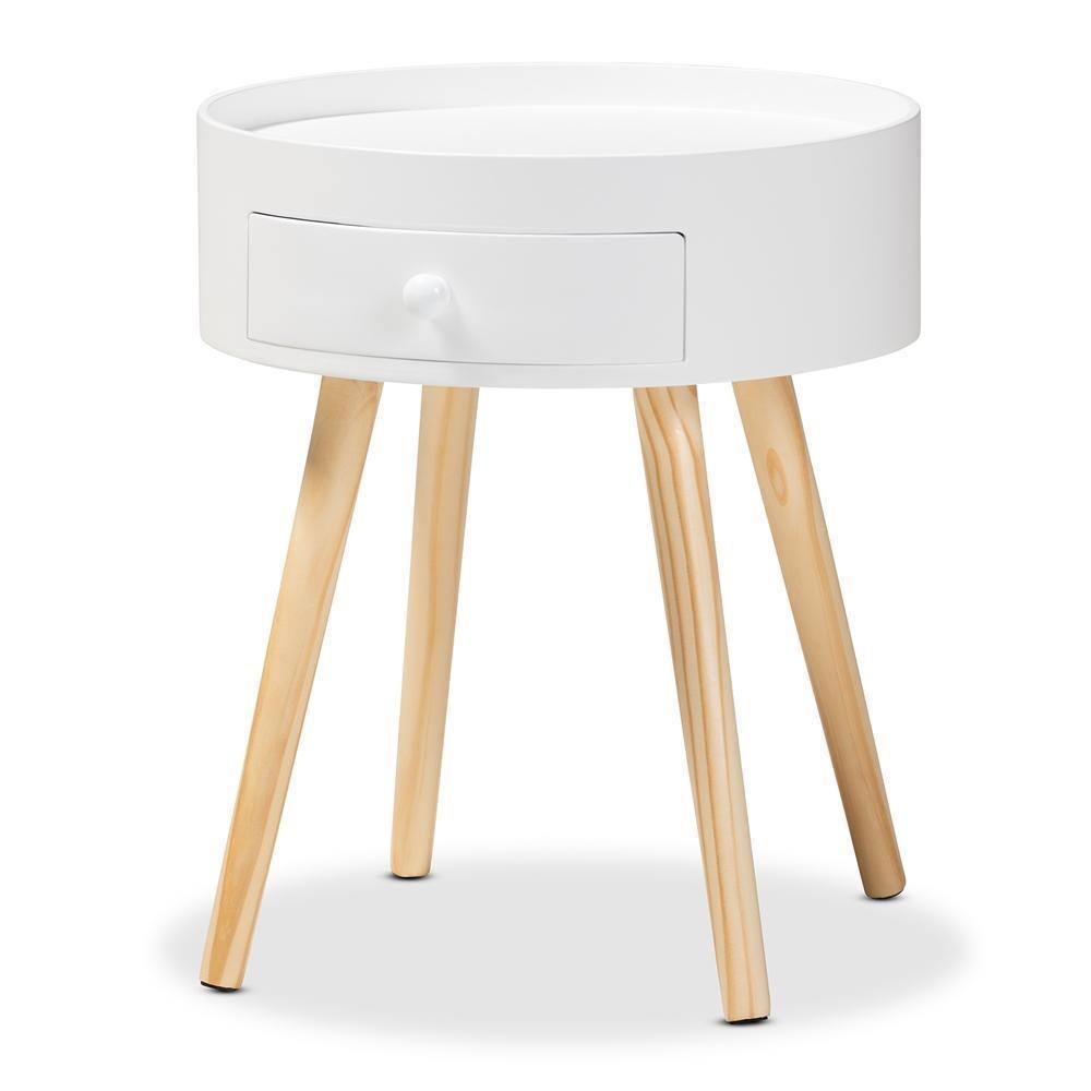 Jessen Mid-Century Modern White 1-Drawer Wood Nightstand FredCo