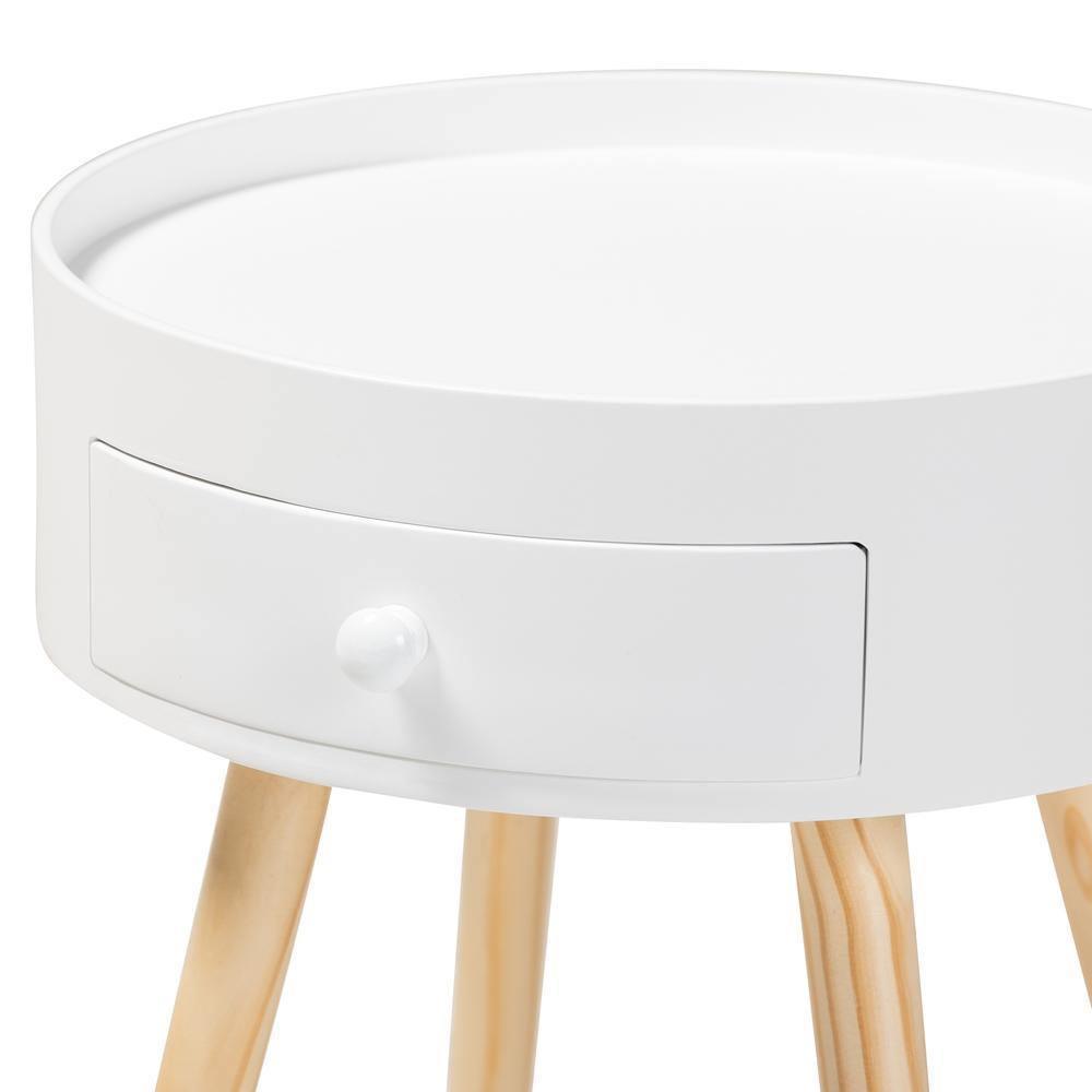 Jessen Mid-Century Modern White 1-Drawer Wood Nightstand FredCo