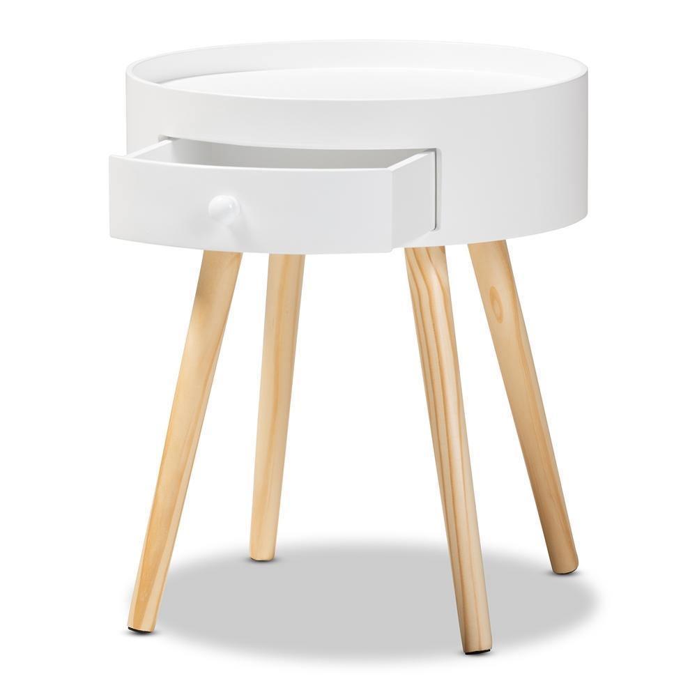 Jessen Mid-Century Modern White 1-Drawer Wood Nightstand FredCo
